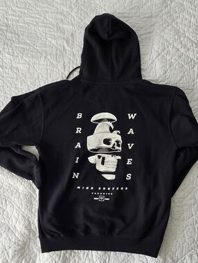 Men's Black Crewneck Hoodie with Chest Emblem